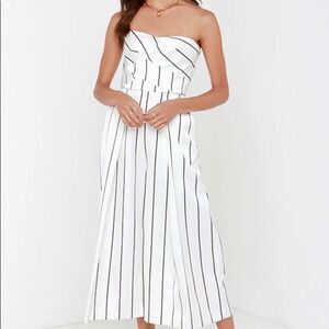 Keepsake True Awakening Black and White Striped Jumpsuit